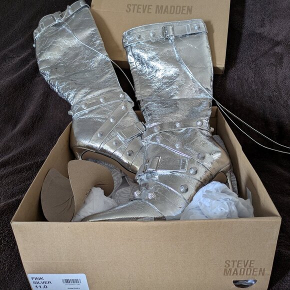 STEVE MADDEN - FINK - TALL BOOTS - SILVER - Picture 3 of 5